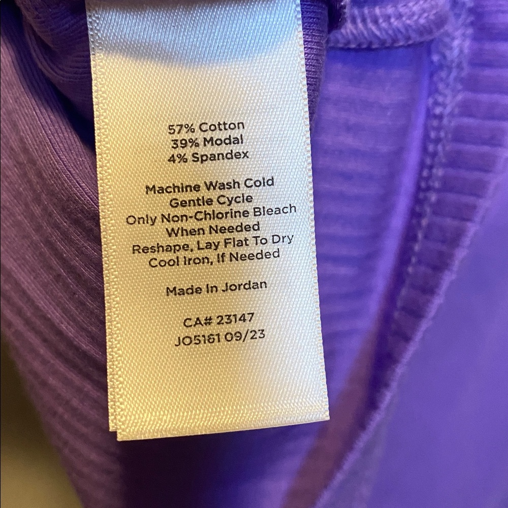 Talbots Lace Trim V-Neck Tee NWT Women’s 2X Purple Short Sleeve Ribbed Shirt - Picture 8 of 13